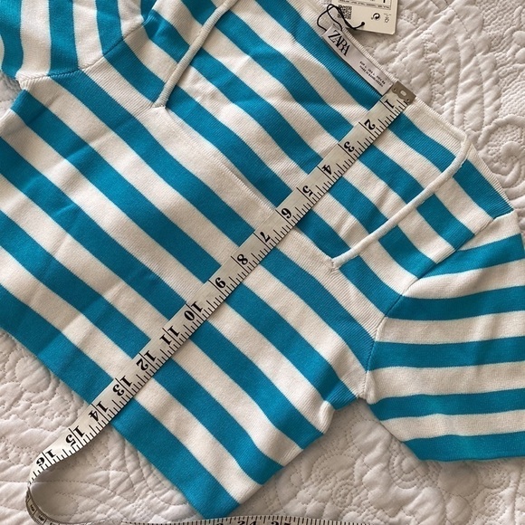 NWT Zara cropped striped short sleeve sweater - Picture 7 of 9